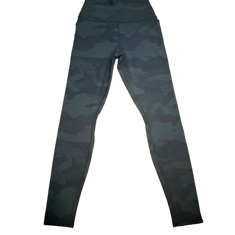 Alo Yoga Womens M Black Green Camo High Rise Vapor Performance Athletic Leggings